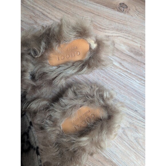 Gucci Princetown GG Wool Fur Flats Mules Slip On Mens 9-9.5 - Picture 10 of 16